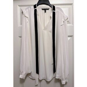 White House Black Market Ivory and Black Blouse, Size 10